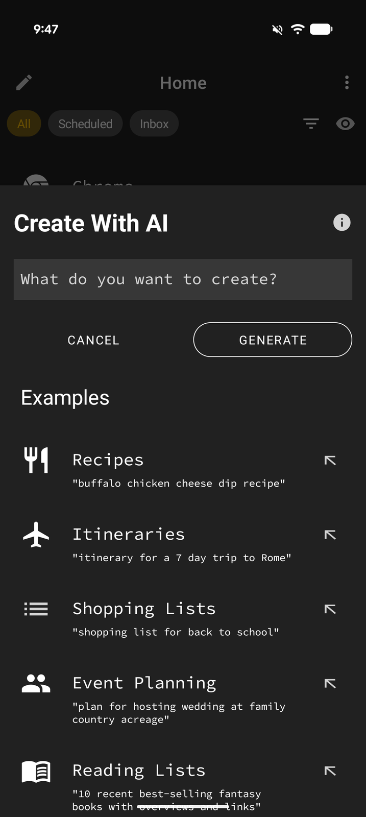 Describing content to generate with AI