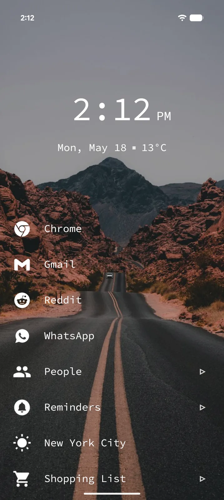 Tree Launcher home screen with a custom background