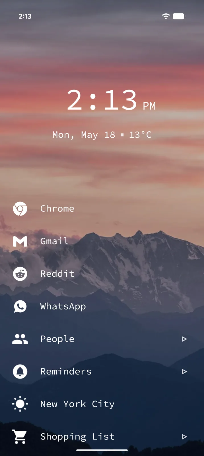 Tree Launcher home screen with another custom background