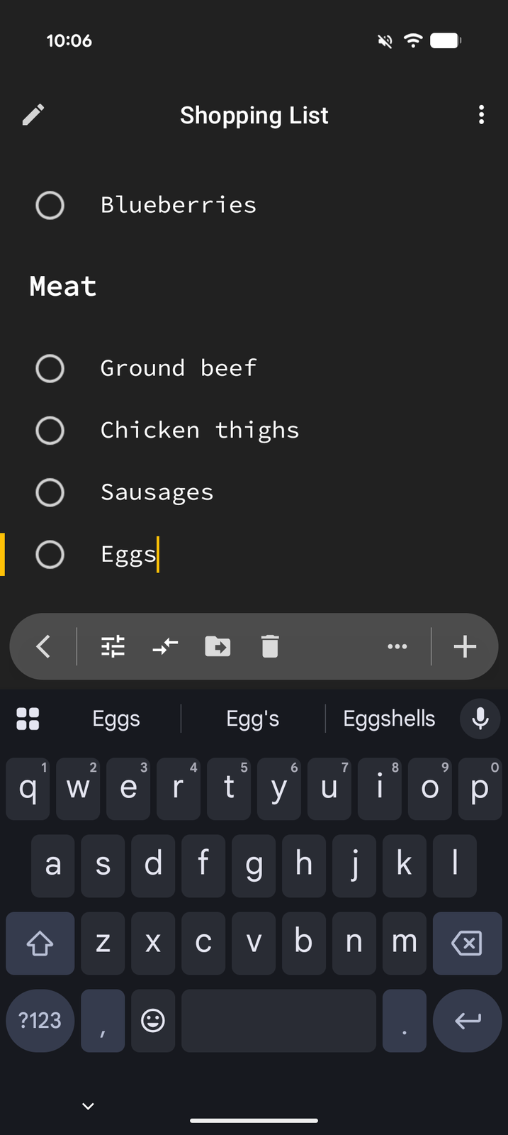 The Edit Mode toolbar