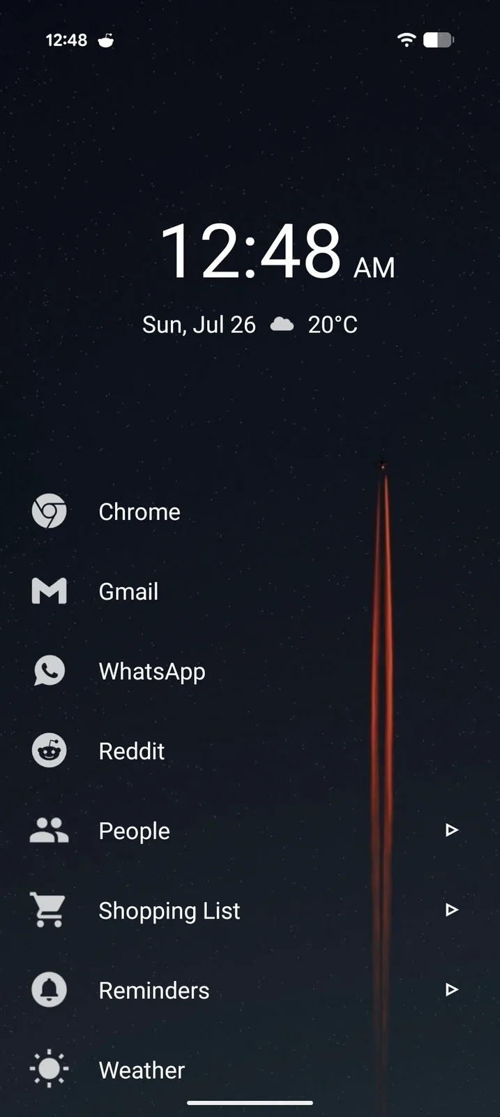 Tree Launcher home screen over a red canyon wallpaper