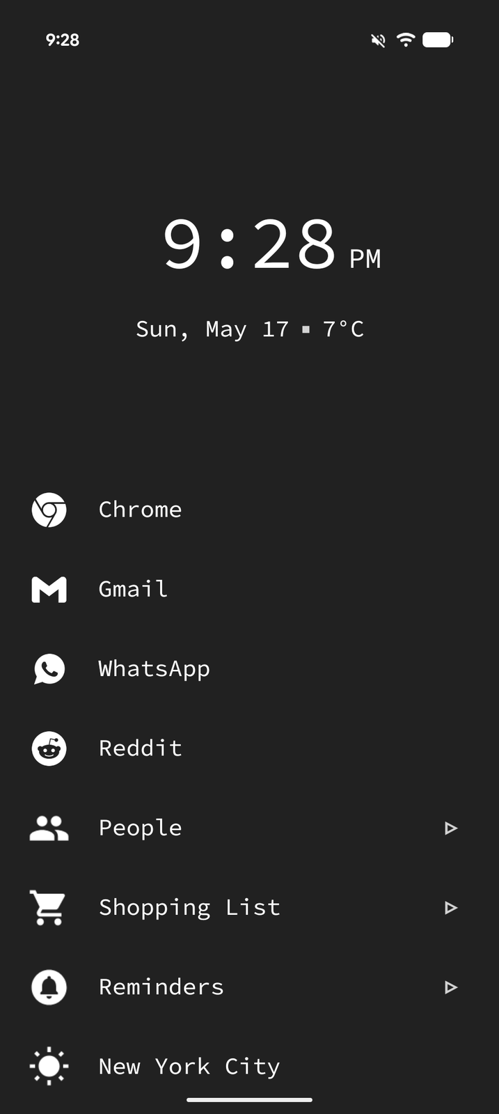 Your Home page — a clean, scrollable list