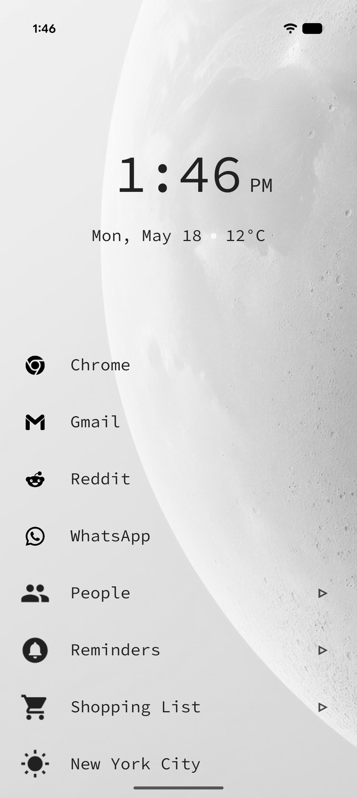 Tree Launcher home screen in light theme