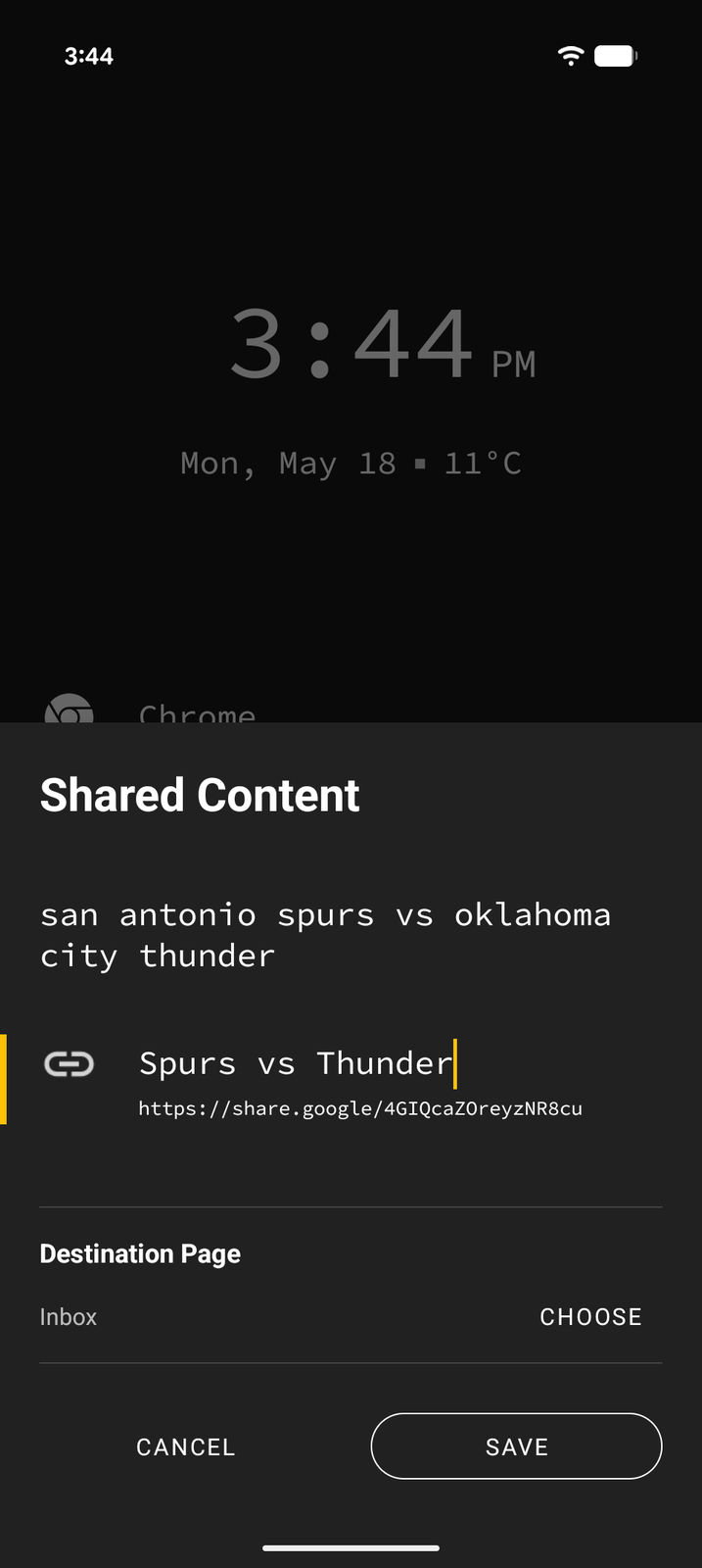 Sharing content into Tree Launcher
