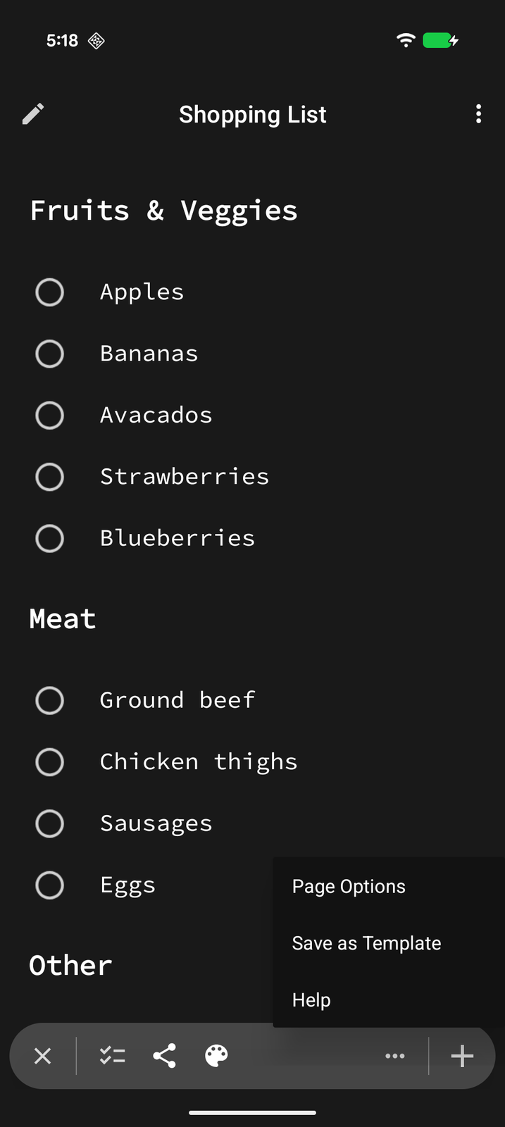 Saving a page as a template