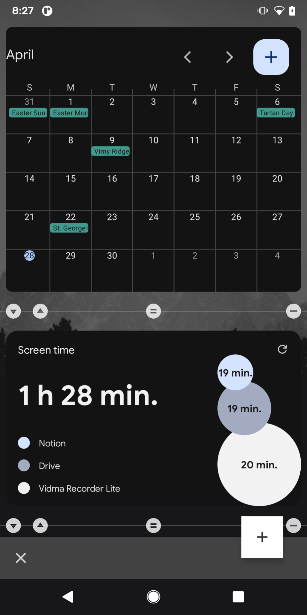 Widgets feature screenshot